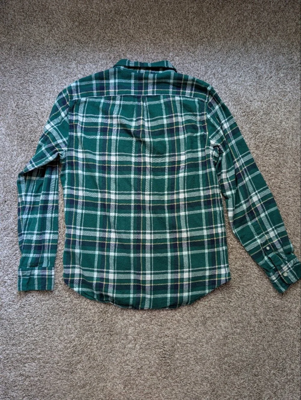 J Crew Men's Green Plaid Flannel Button-Up Shirt Sz M 100% Cotton‎ Soft Fall